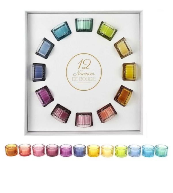 Coffret 12 nuances de bougies parfumées