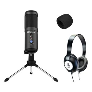 Streaming Media Station Podcast Studio avec casque noir